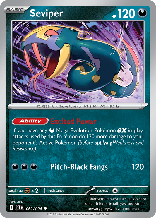 Seviper - 062/094 - Reverse Holo - PHANTASMAL FLAMES - Pokemon - | AA56-41