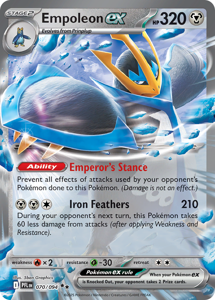 Empoleon ex - 070/094 - Holo - PHANTASMAL FLAMES - Pokemon - | AA33-20
