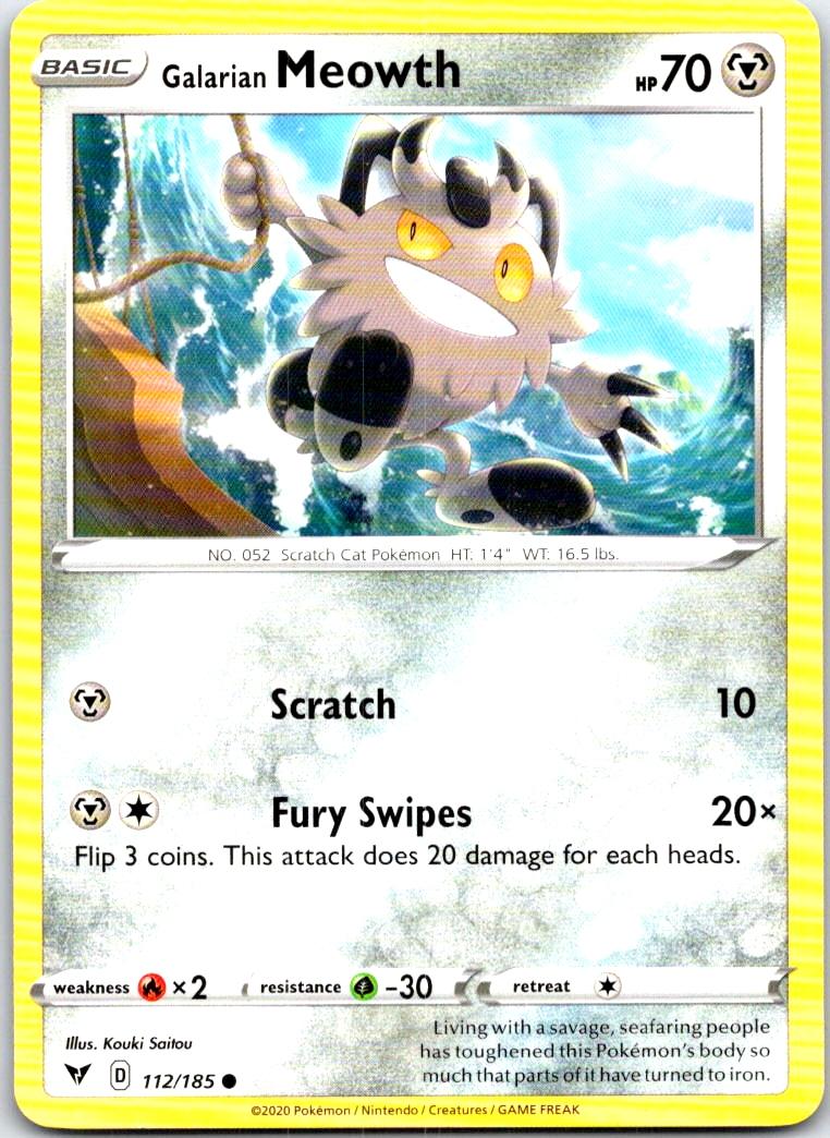 Galarian Meowth - 112/185 - - VIVID VOLTAGE - Pokemon - Common | AB97-3