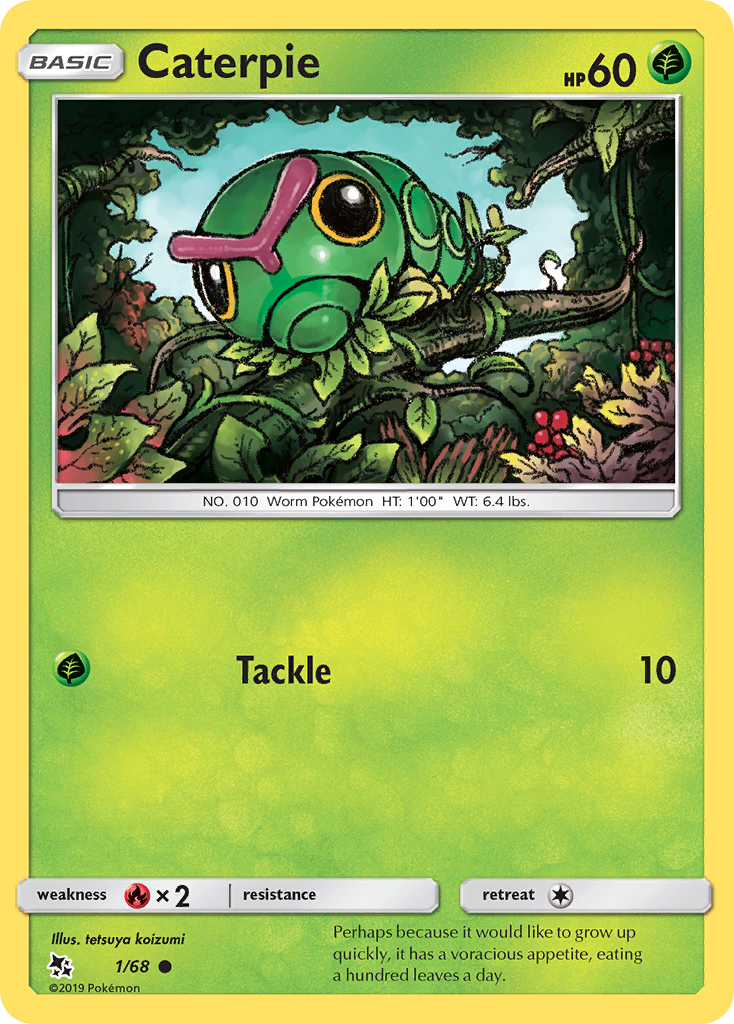 Caterpie - 1/68 - - HIDDEN FATES - Pokemon - Common | AA68-2