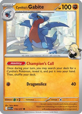Cynthia's Gabite - 110/217 - - ASCENDED HEROES - Pokemon - Uncommon | AA11-65