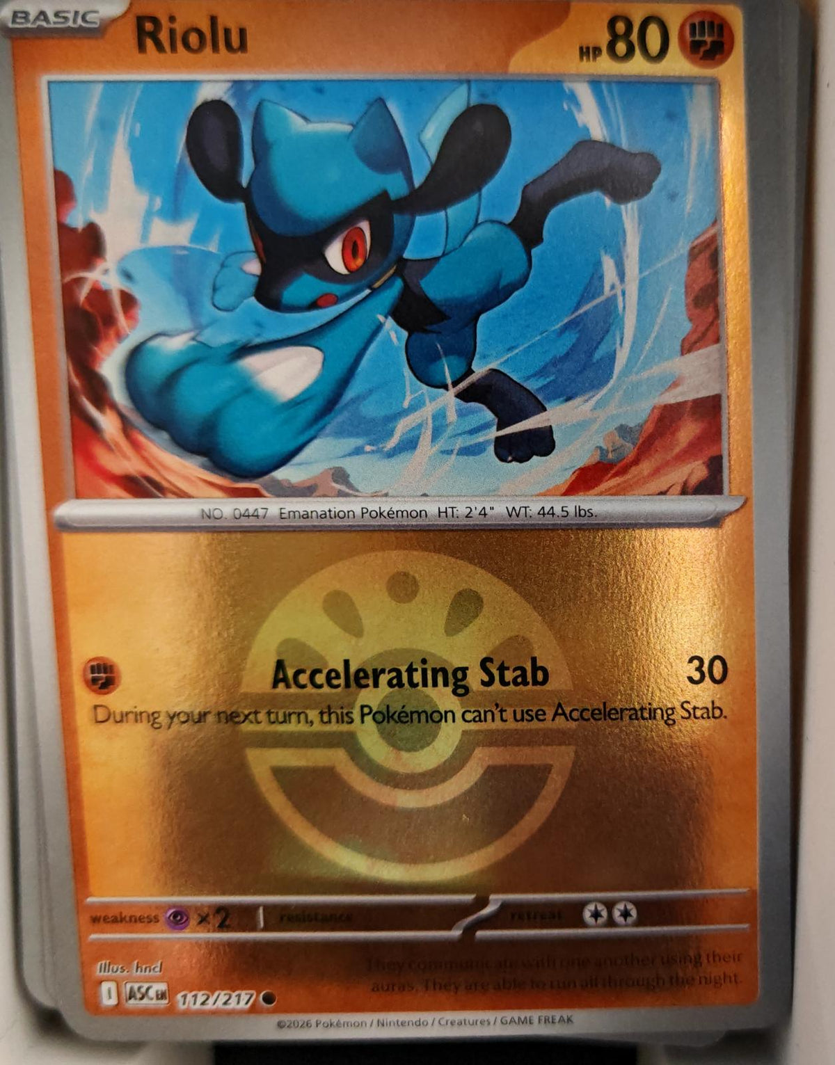 Riolu (Friend Ball) - 112/217 - Reverse Holo - ASCENDED HEROES - Pokemon - | AA19-86