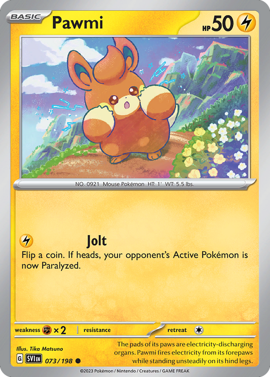 Pawmi - 073/198 - Reverse Holo - SCARLET & VIOLET - Pokemon - Common | AA49-78