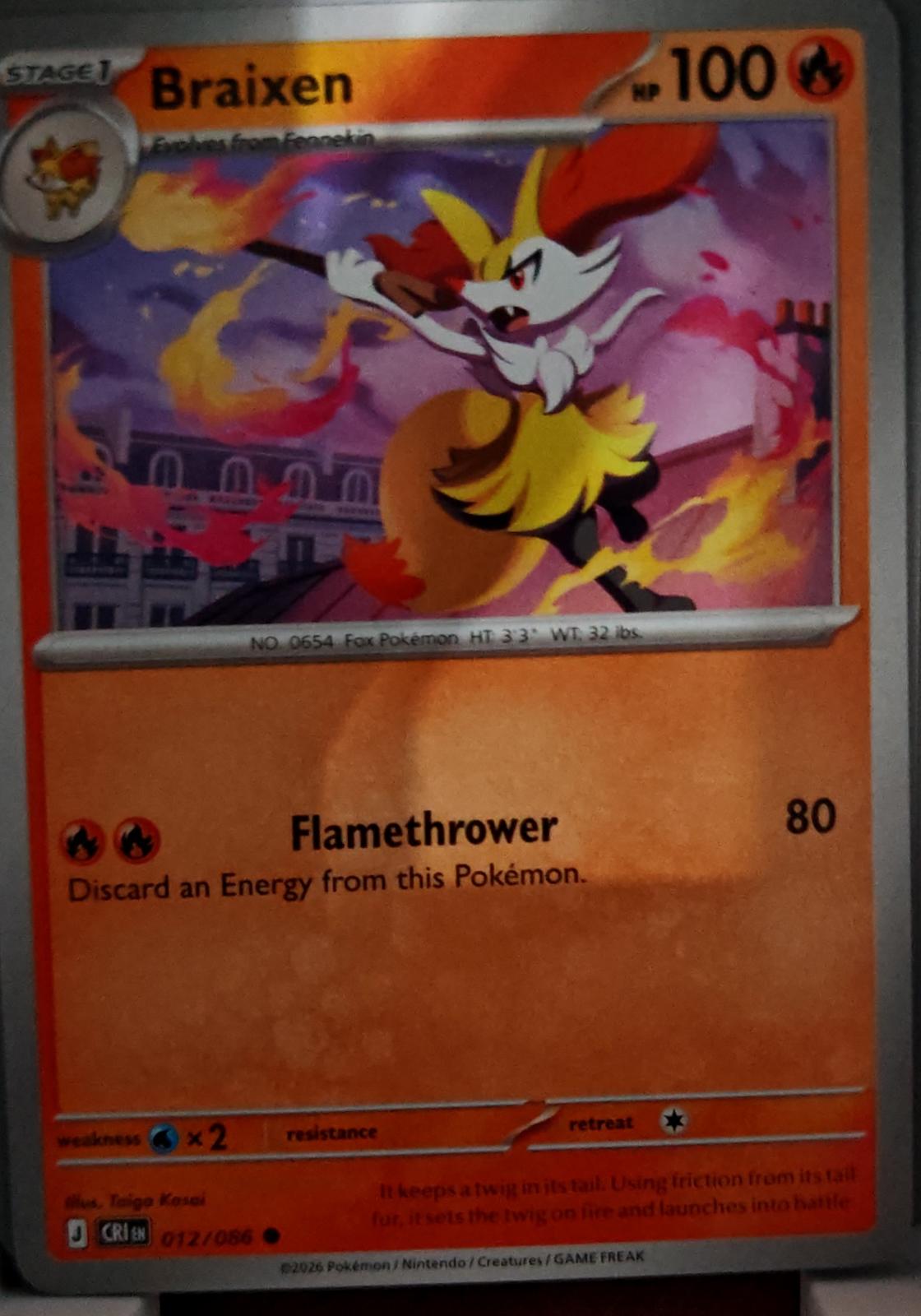 Braixen - 012/086 - - CHAOS RISING - Pokemon - Common | AA63-15