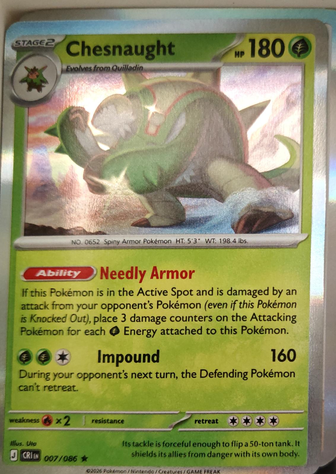 Chesnaught - 007/086 - Holo - CHAOS RISING - Pokemon - Rare | AA13-53