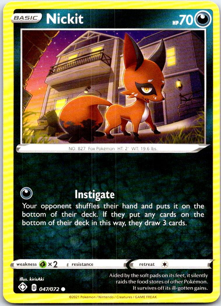 Nickit - 047/072 - - SHINING FATES - Pokemon - Common | AB67-35