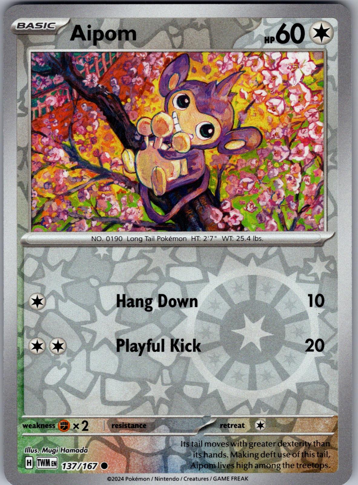 Aipom - 137/167 - Reverse Holo - TWILIGHT MASQUERADE - Pokemon - | AA82-28