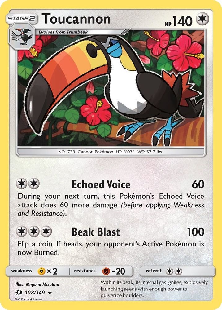 Toucannon - 108/149 - - SM BASE SET - Pokemon - Rare | AA67-30