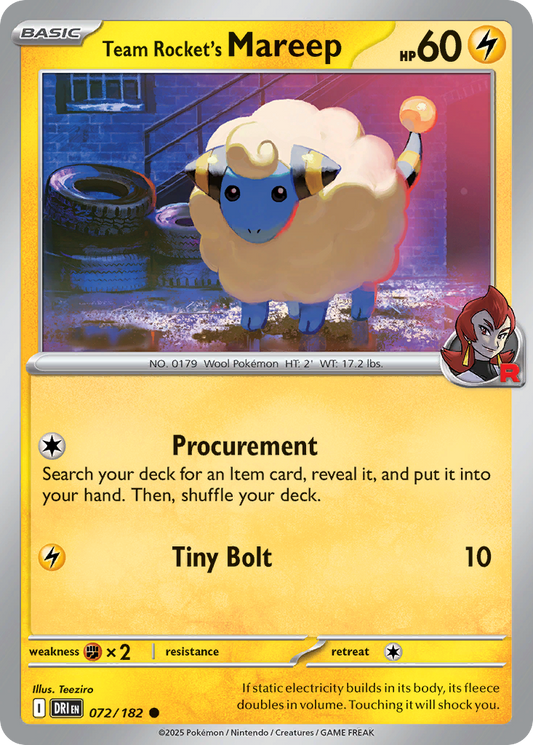 Team Rocket's Mareep - 072/182 - - DESTINED RIVALS - Pokemon - Common | AA10-69