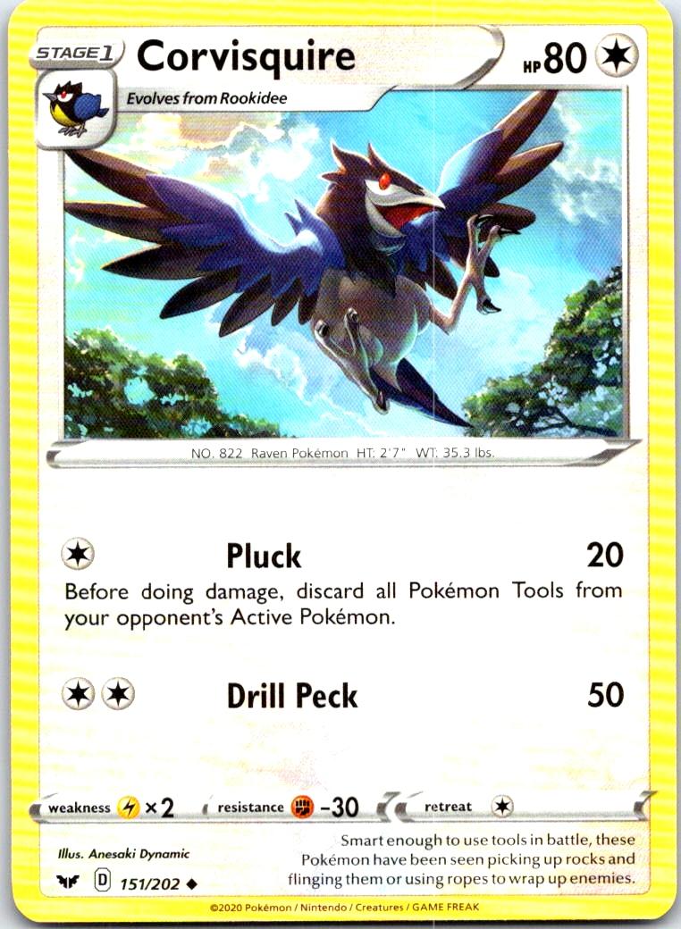 Corvisquire - 151/202 - - SWORD & SHIELD - Pokemon - Uncommon | AB80-41
