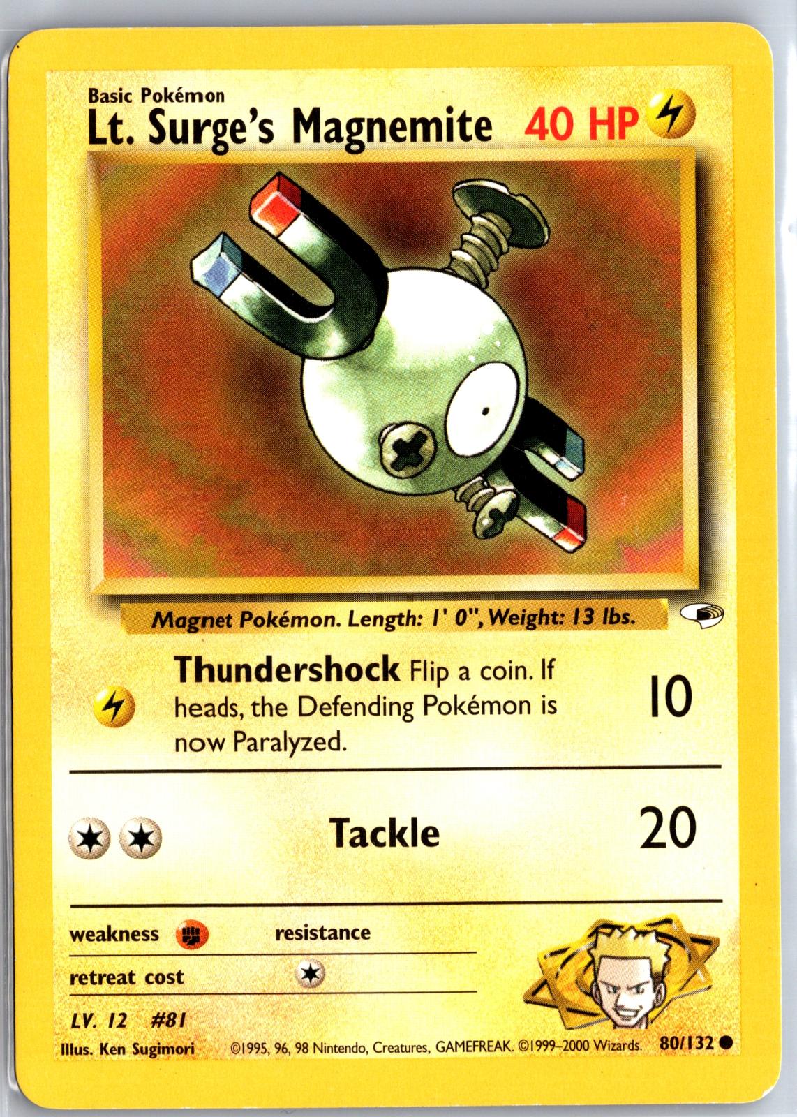 Lt. Surge's Magnemite - 80/132 - Unlimited - GYM HEROES - Pokemon - | AA99-4