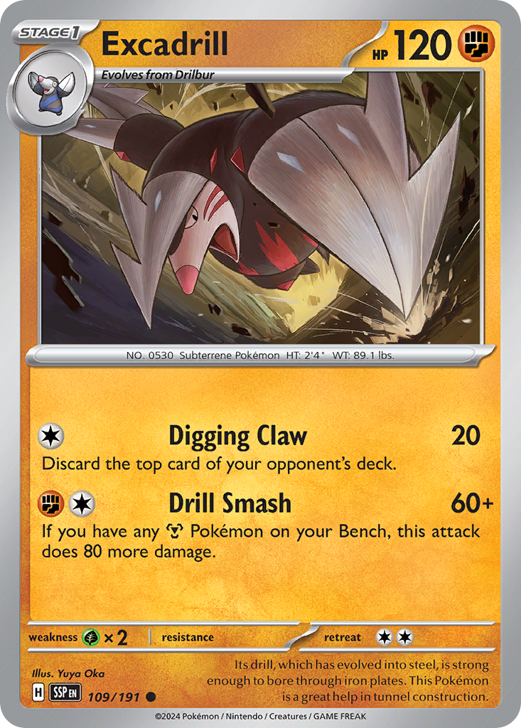 Excadrill - 109/191 - Reverse Holo - SURGING SPARKS - Pokemon - Common | AA19-8