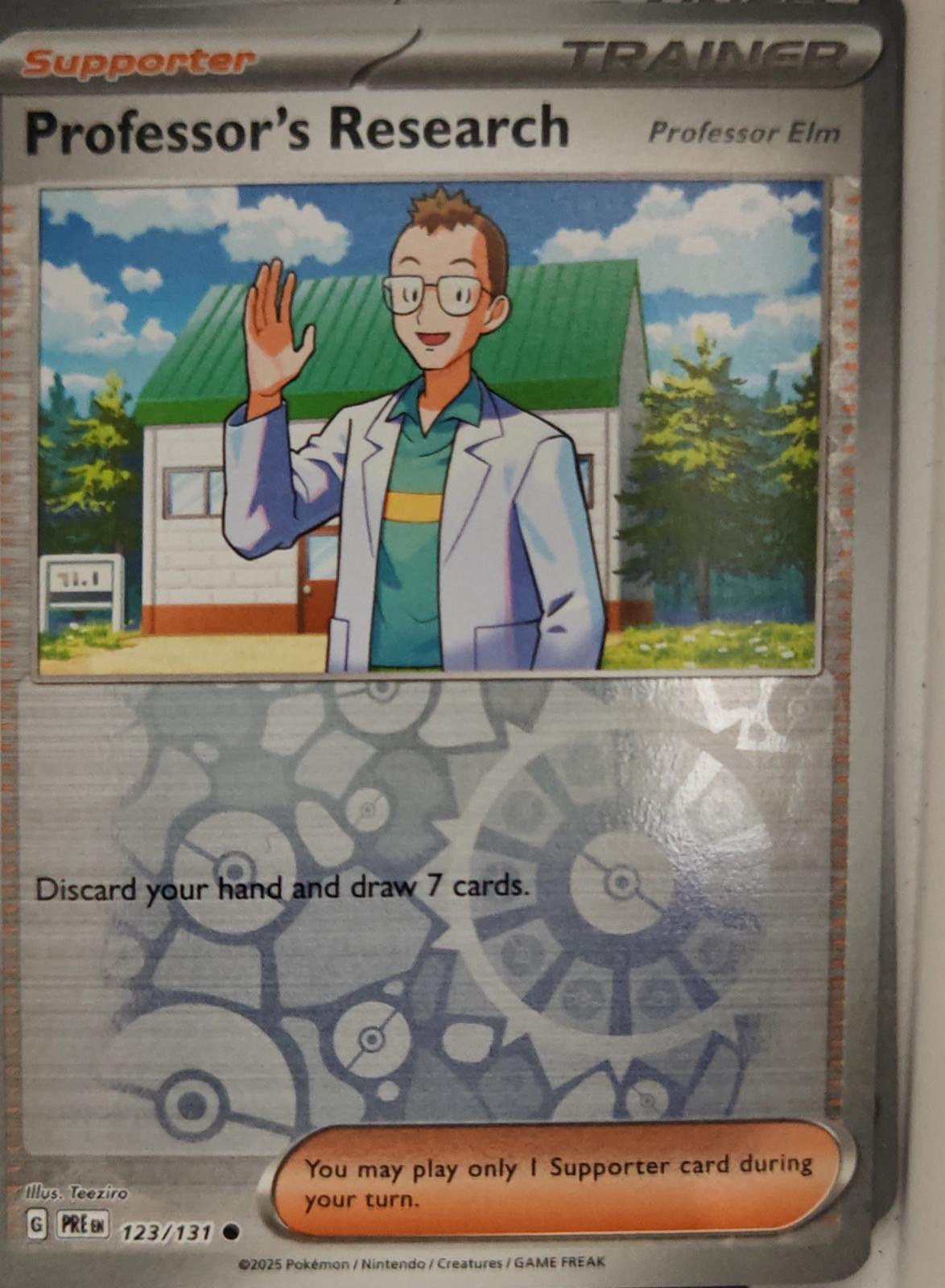 Professor's Research [Professor Elm] - 123/131 - Reverse Holo - PRISMATIC EVOLUTIONS - Pokemon - | AA13-83