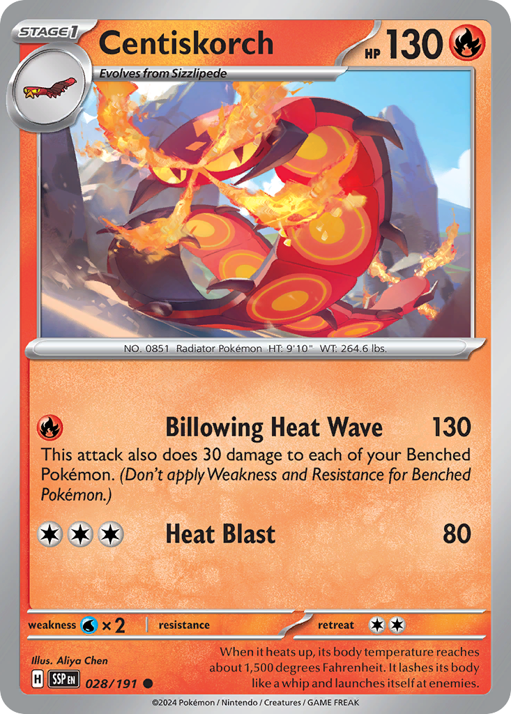 Centiskorch - 028/191 - - SURGING SPARKS - Pokemon - Common | AA09-30