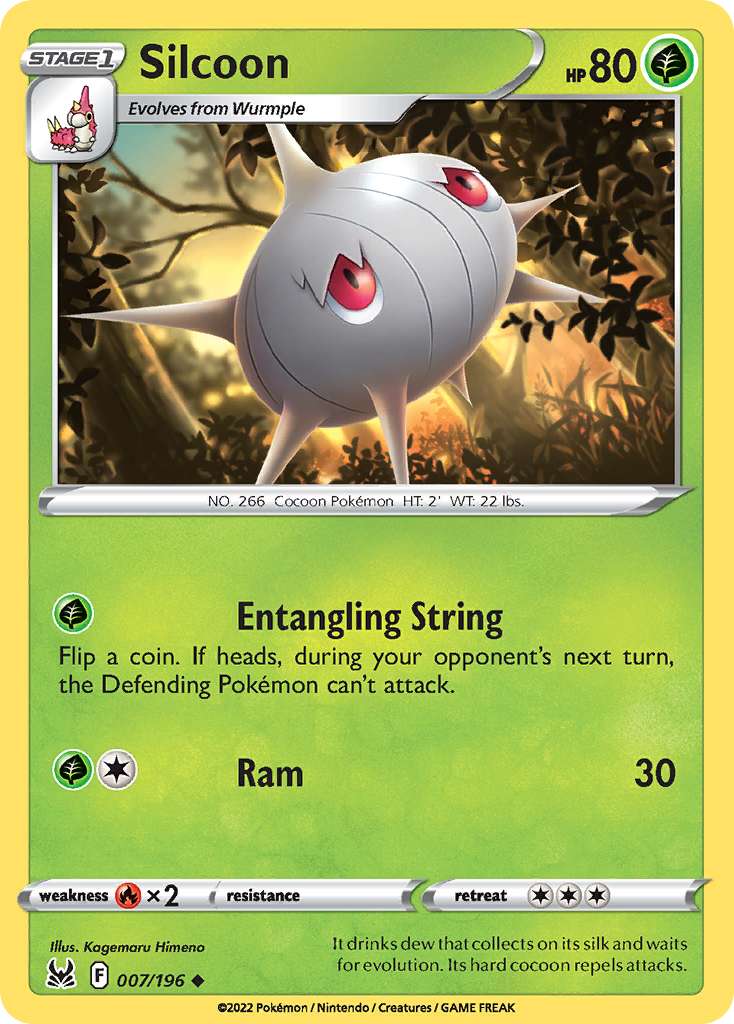 Silcoon - 007/196 - - LOST ORIGIN - Pokemon - Uncommon | AA73-44