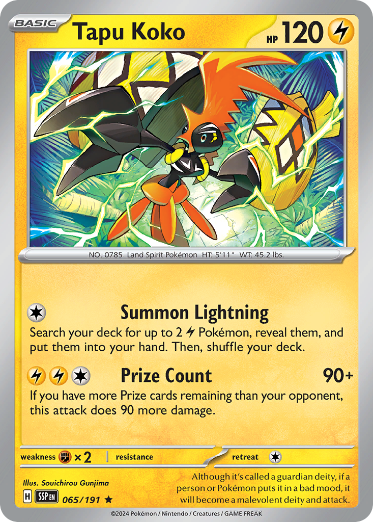 Tapu Koko - 065/191 - Holo - SURGING SPARKS - Pokemon - Rare | AA13-77