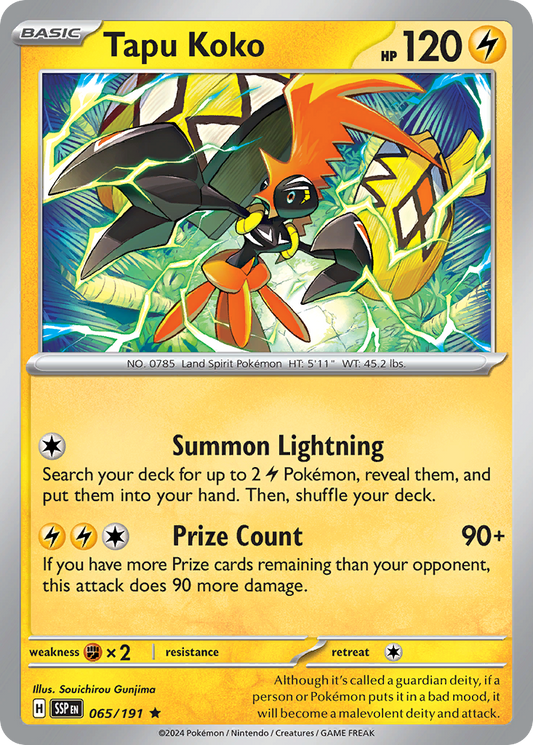 Tapu Koko - 065/191 - Holo - SURGING SPARKS - Pokemon - Rare | AA13-77