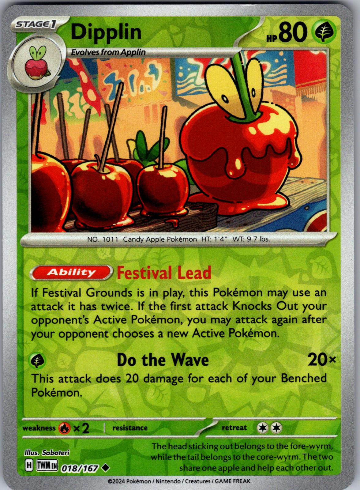 Dipplin - 018/167 - Reverse Holo - TWILIGHT MASQUERADE - Pokemon - | AA82-8