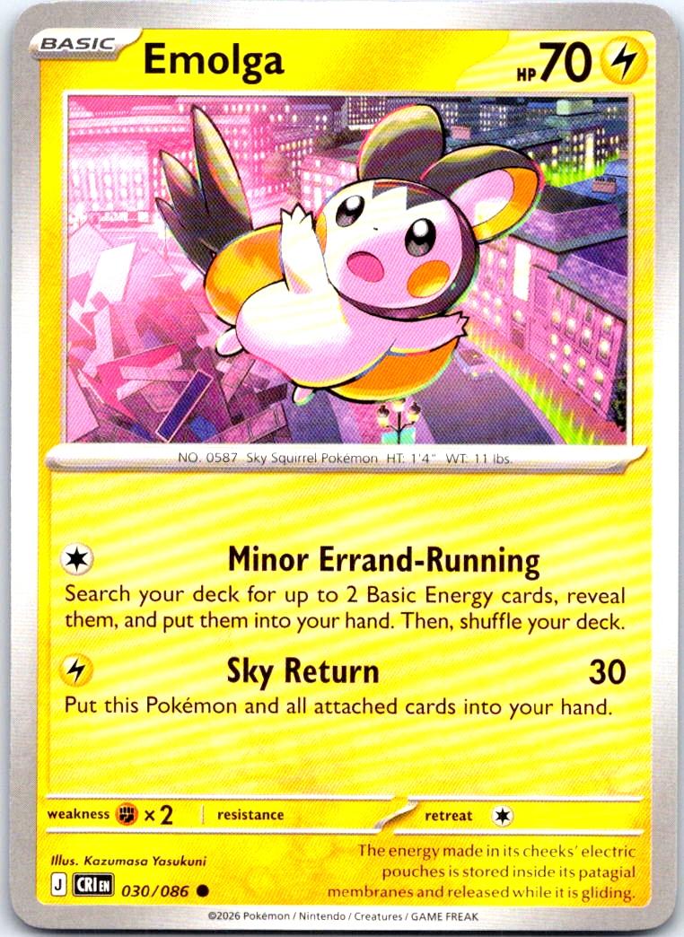 Emolga - 030/086 - - CHAOS RISING - Pokemon - Common | AB17-32