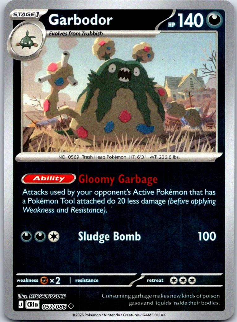 Garbodor - 057/086 - Reverse Holo - CHAOS RISING - Pokemon - Uncommon | AA119-43