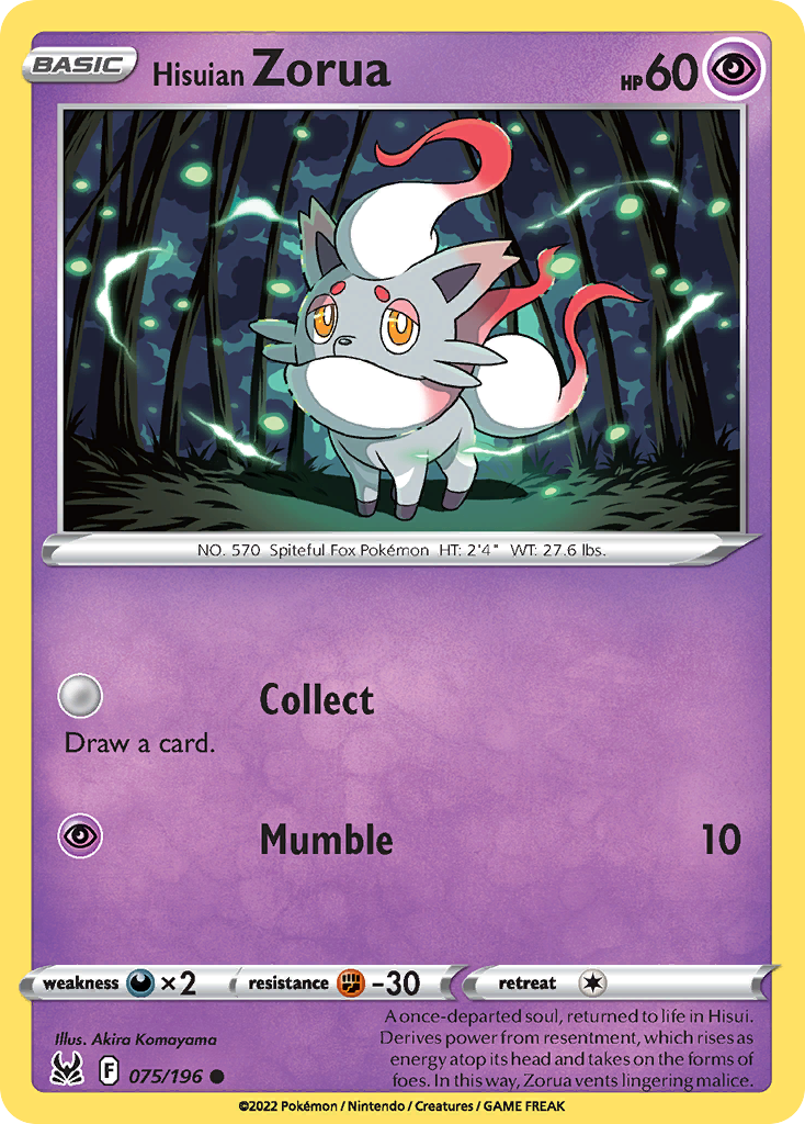 Hisuian Zorua - 075/196 - - LOST ORIGIN - Pokemon - Common | AA73-47