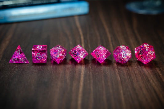 Dice Set - Sharp Edge Resin - Rosy Rose Board Game Tabletop Gaming Gifts Accessories, RPG D&D Dice