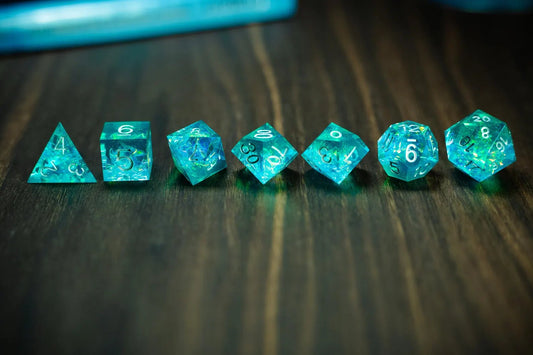 Dice Set - Sharp Edge Resin - Tranquil Turquoise Board Game Tabletop Gaming Gifts Accessories, RPG D&D Dice