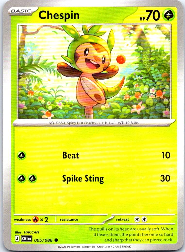 Chespin - 005/086 - - CHAOS RISING - Pokemon - Common | AB17-19