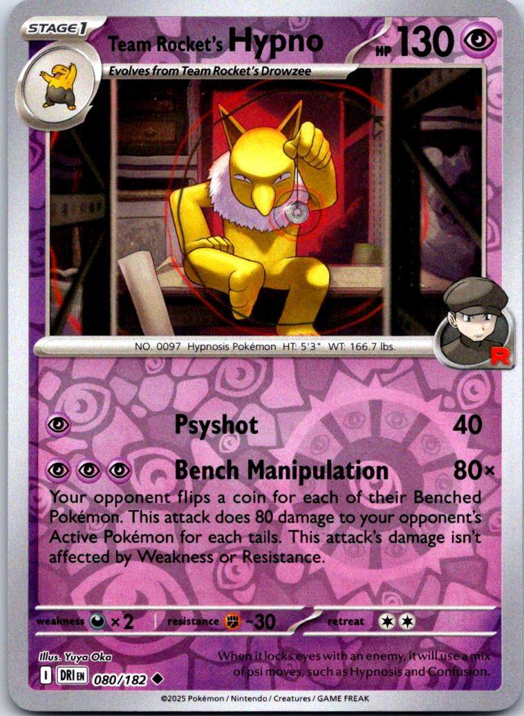 Team Rocket's Hypno - 080/182 - Reverse Holo - DESTINED RIVALS - Pokemon - | AA131-43