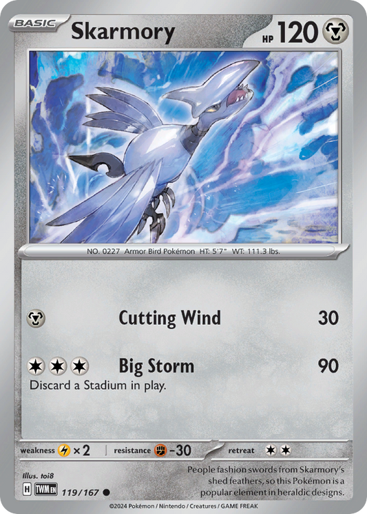 Skarmory - 119/167 - Reverse Holo - TWILIGHT MASQUERADE - Pokemon - | AA49-52