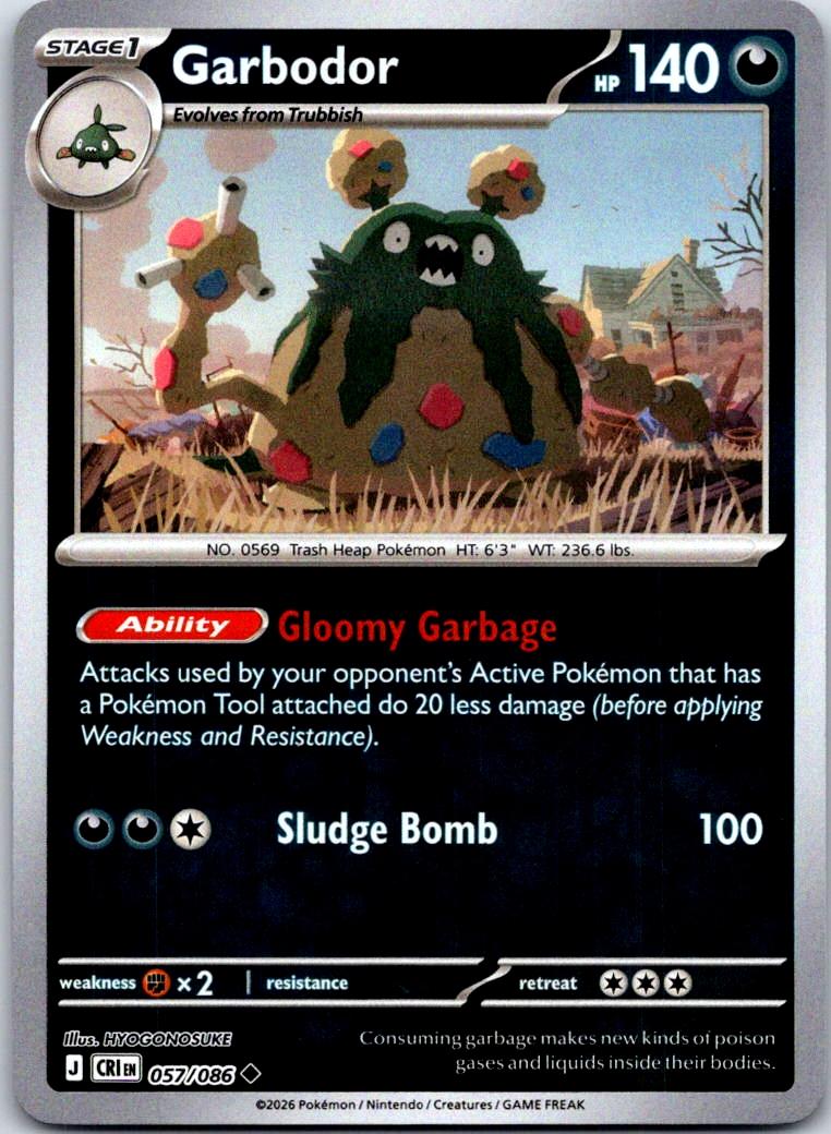 Garbodor - 057/086 - Reverse Holo - CHAOS RISING - Pokemon - Uncommon | AA119-32