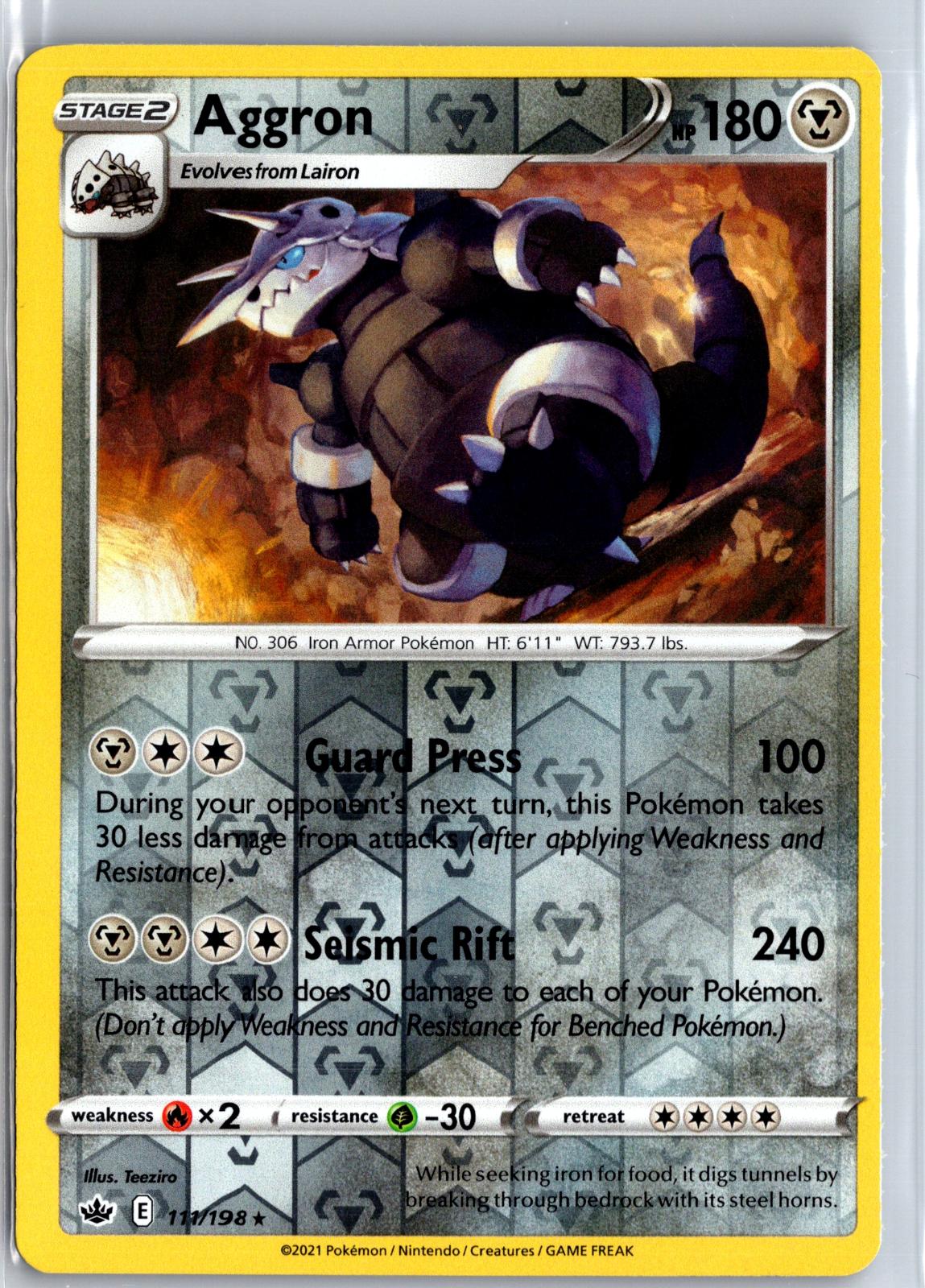 Aggron - 111/198 - Reverse Holo - CHILLING REIGN - Pokemon - Rare | AA116-2