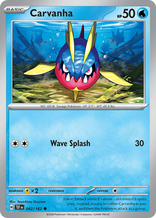 Carvanha - 042/162 - Reverse Holo - TEMPORAL FORCES - Pokemon - Common | AA24-55