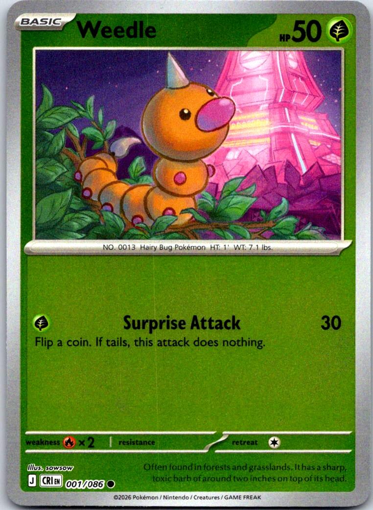 Weedle - 001/086 - Reverse Holo - CHAOS RISING - Pokemon - Common | AA132-48