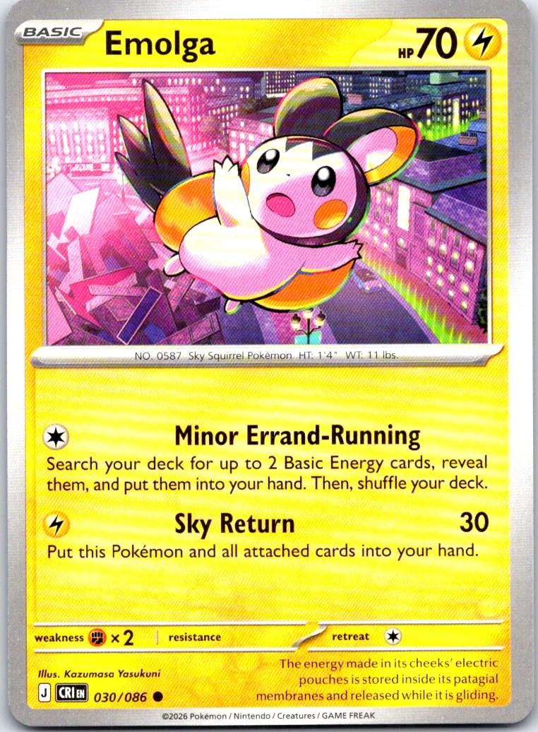 Emolga - 030/086 - - CHAOS RISING - Pokemon - Common | AB21-2