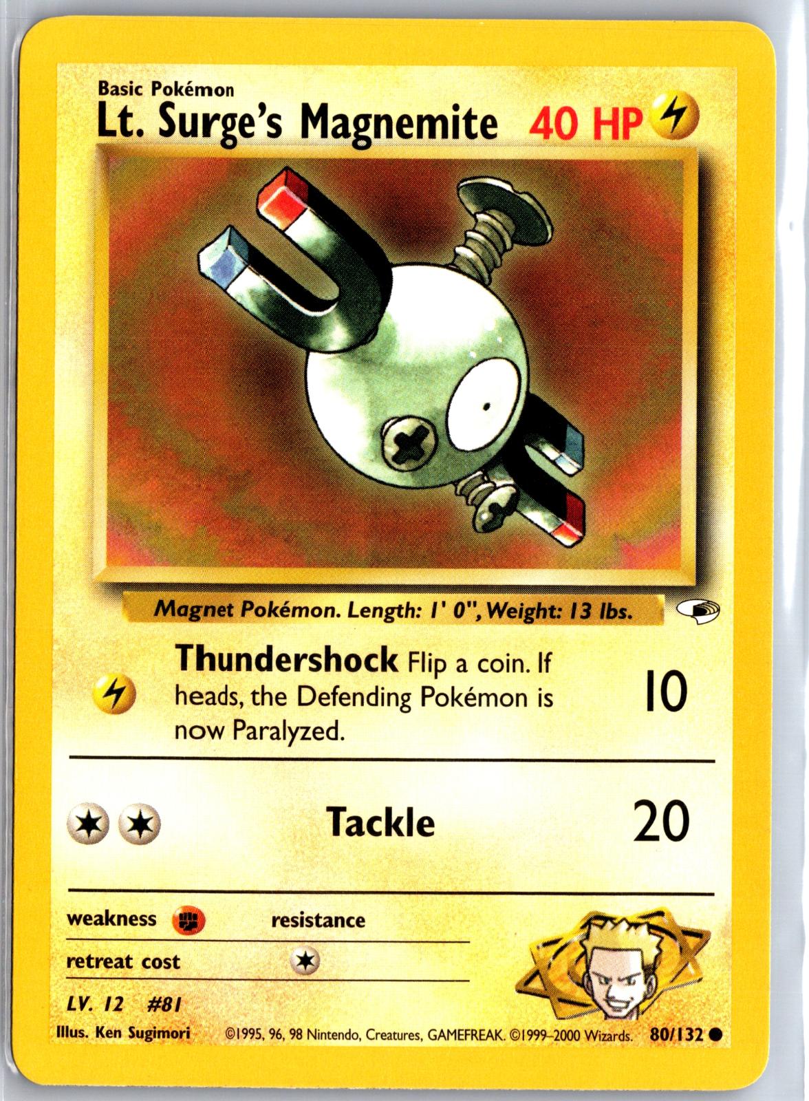 Lt. Surge's Magnemite - 80/132 - Unlimited - GYM HEROES - Pokemon - | AA99-5