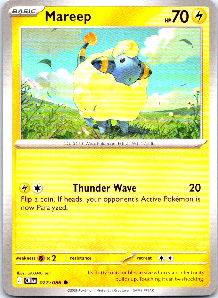 Mareep - 027/086 - - CHAOS RISING - Pokemon - Common | AB18-19