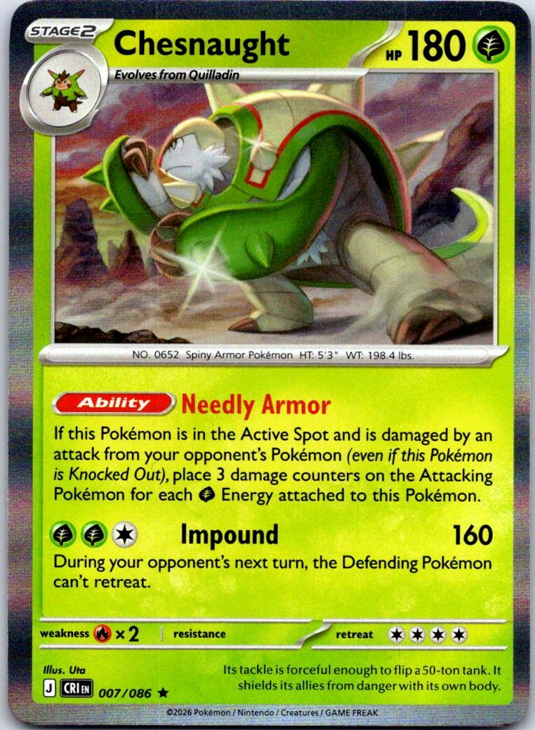 Chesnaught - 007/086 - Holo - CHAOS RISING - Pokemon - Rare | AA121-18
