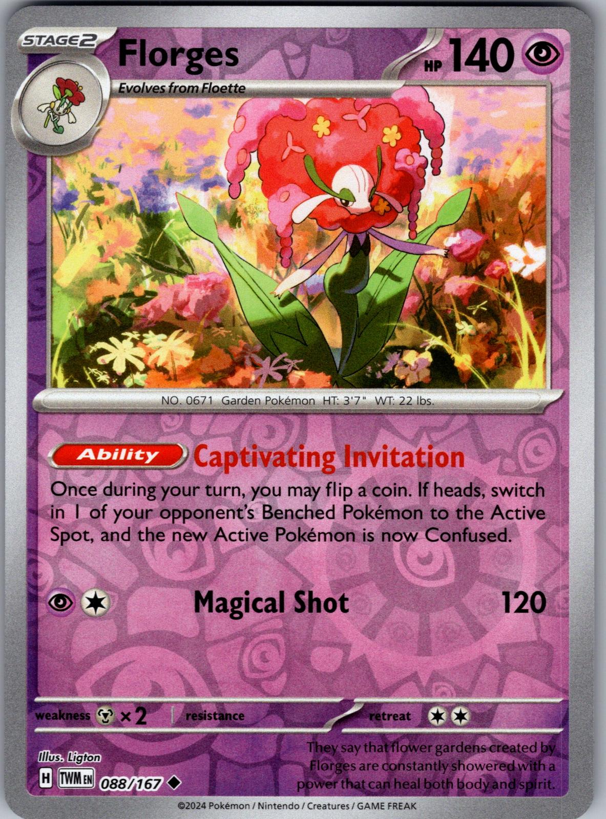 Florges - 088/167 - Reverse Holo - TWILIGHT MASQUERADE - Pokemon - | AA82-34
