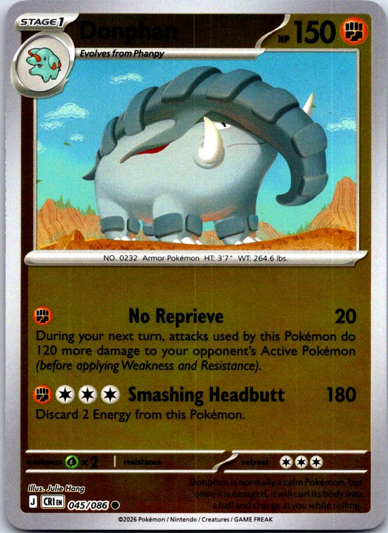 Donphan - 045/086 - Reverse Holo - CHAOS RISING - Pokemon - Common | AA128-25