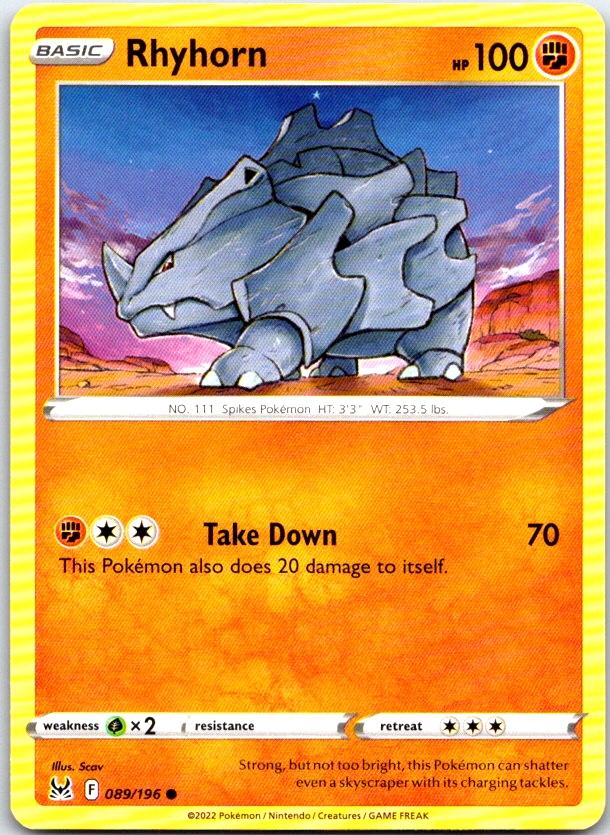 Rhyhorn - 089/196 - - LOST ORIGIN - Pokemon - Common | AC10-23