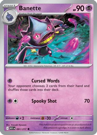 Banette - 091/217 - - ASCENDED HEROES - Pokemon - Uncommon | AA11-55