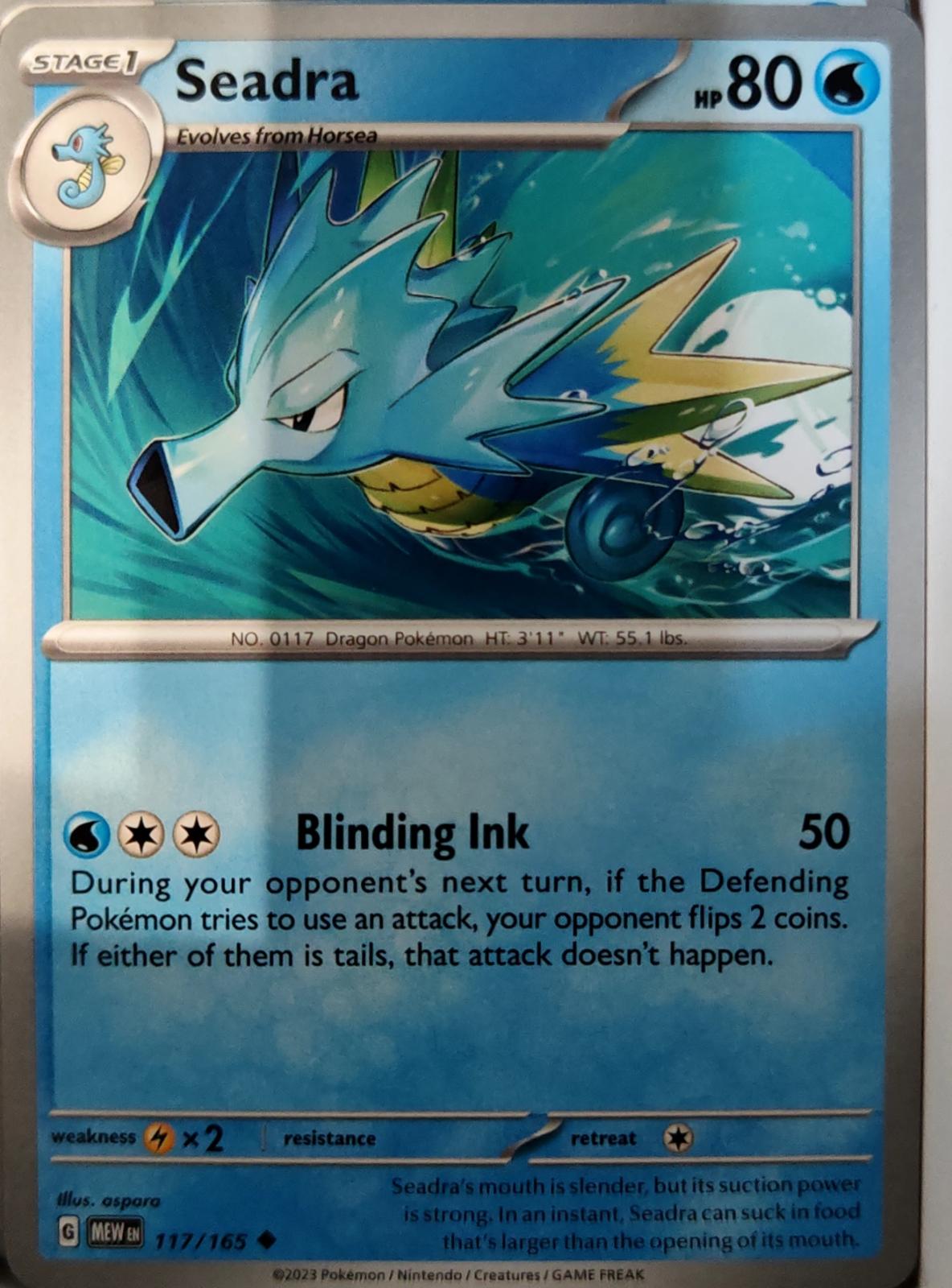 Seadra - 117/165 - - 151 - Pokemon - Uncommon | AA74-24