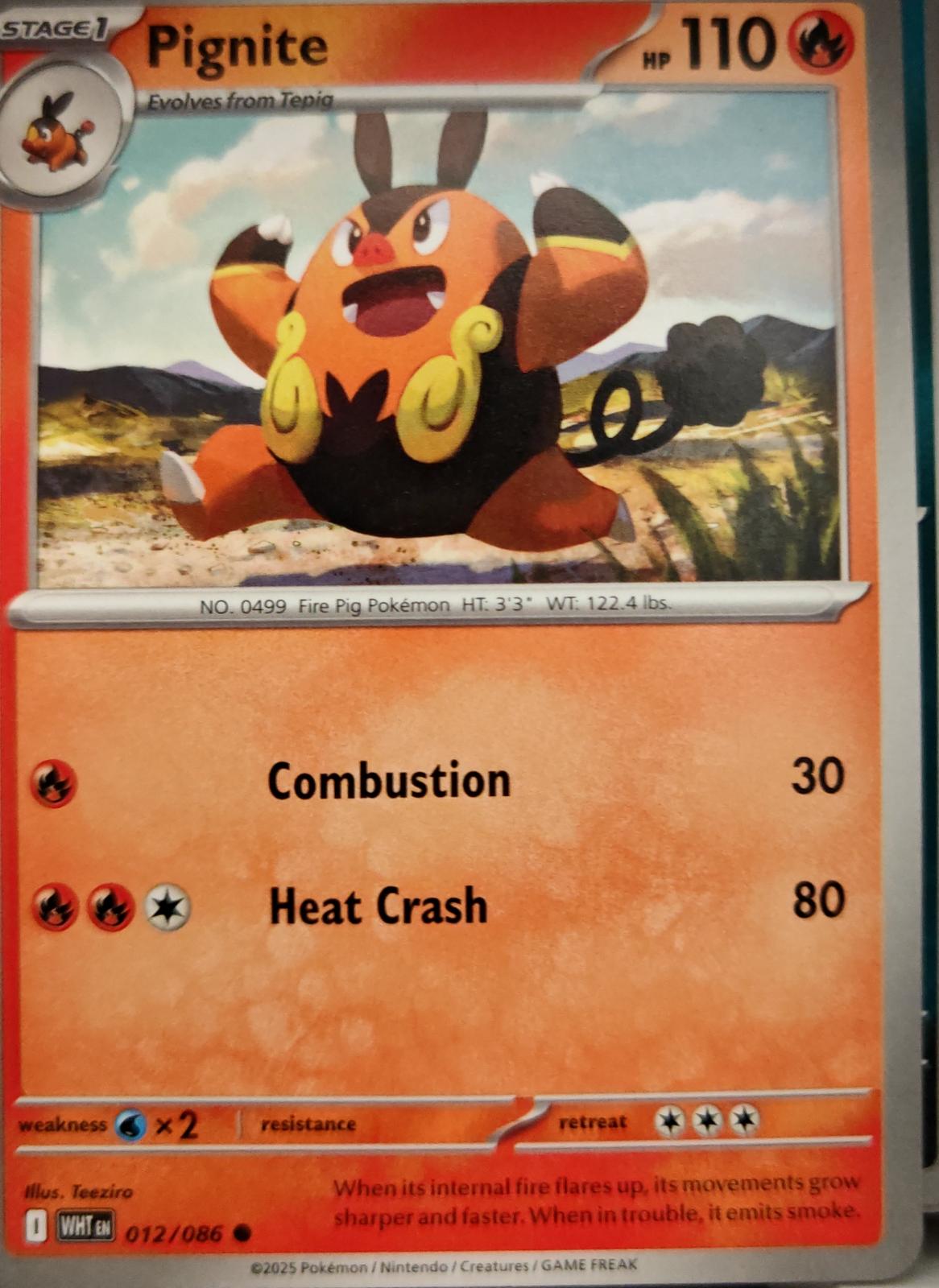 Pignite - 012/086 - - WHITE FLARE - Pokemon - Common | AA03-87