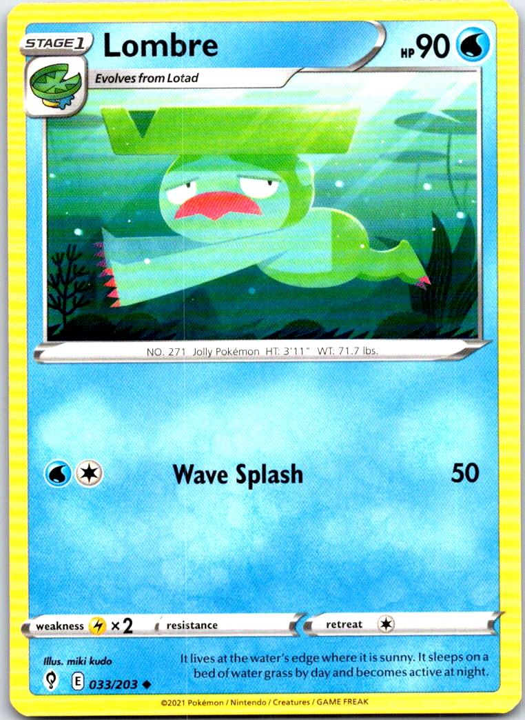 Lombre - 033/203 - - EVOLVING SKIES - Pokemon - Uncommon | AB36-34