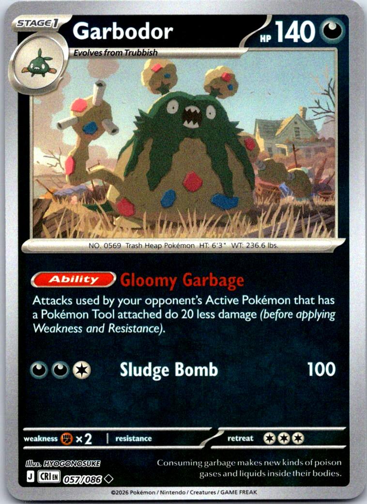 Garbodor - 057/086 - Reverse Holo - CHAOS RISING - Pokemon - Uncommon | AA131-48