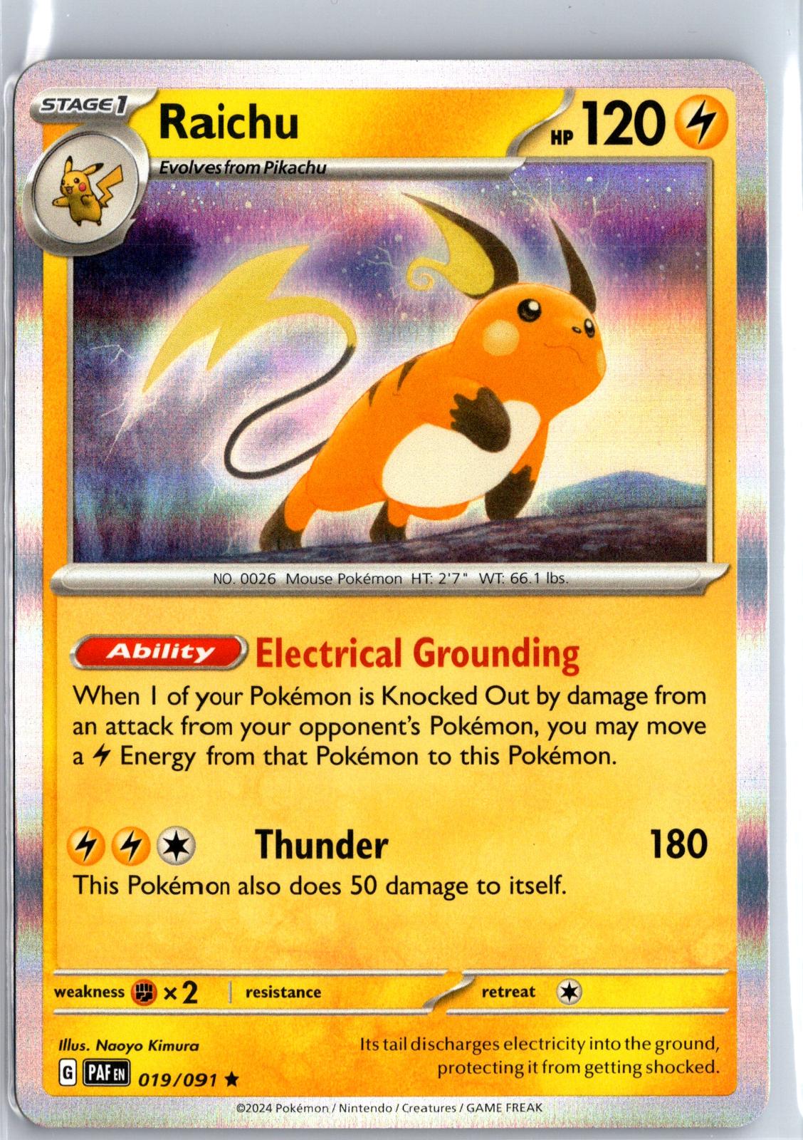 Raichu - 019/091 - Holo - PALDEAN FATES - Pokemon - Rare | AB05-52