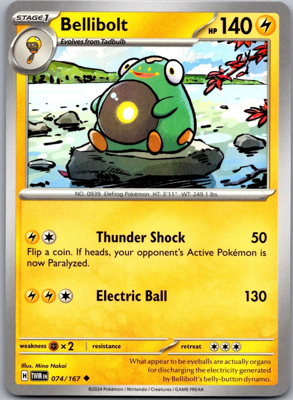 Bellibolt - 074/167 - - TWILIGHT MASQUERADE - Pokemon - Uncommon | AA87-24