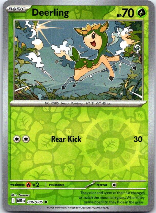 Deerling - 006/086 - Reverse Holo - WHITE FLARE - Pokemon - Common | AC28-41