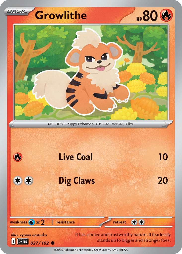 Growlithe - 027/182 - Reverse Holo - DESTINED RIVALS - Pokemon - | AA31-16